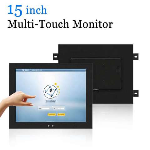 15 inch Wall Hanging Capacitive Multi Touch Monitor Industrial USB Touch Screen LCD Monitor with VGA HDMI DVI AV TV Output